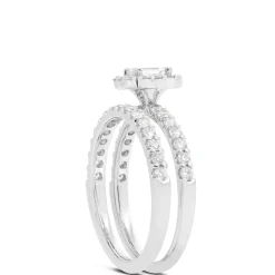 Emerald Cut Diamond Bridal Set, 14K White Gold Best