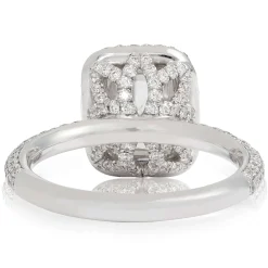 Emerald Cut Diamond Double Halo Engagement Ring 18K New