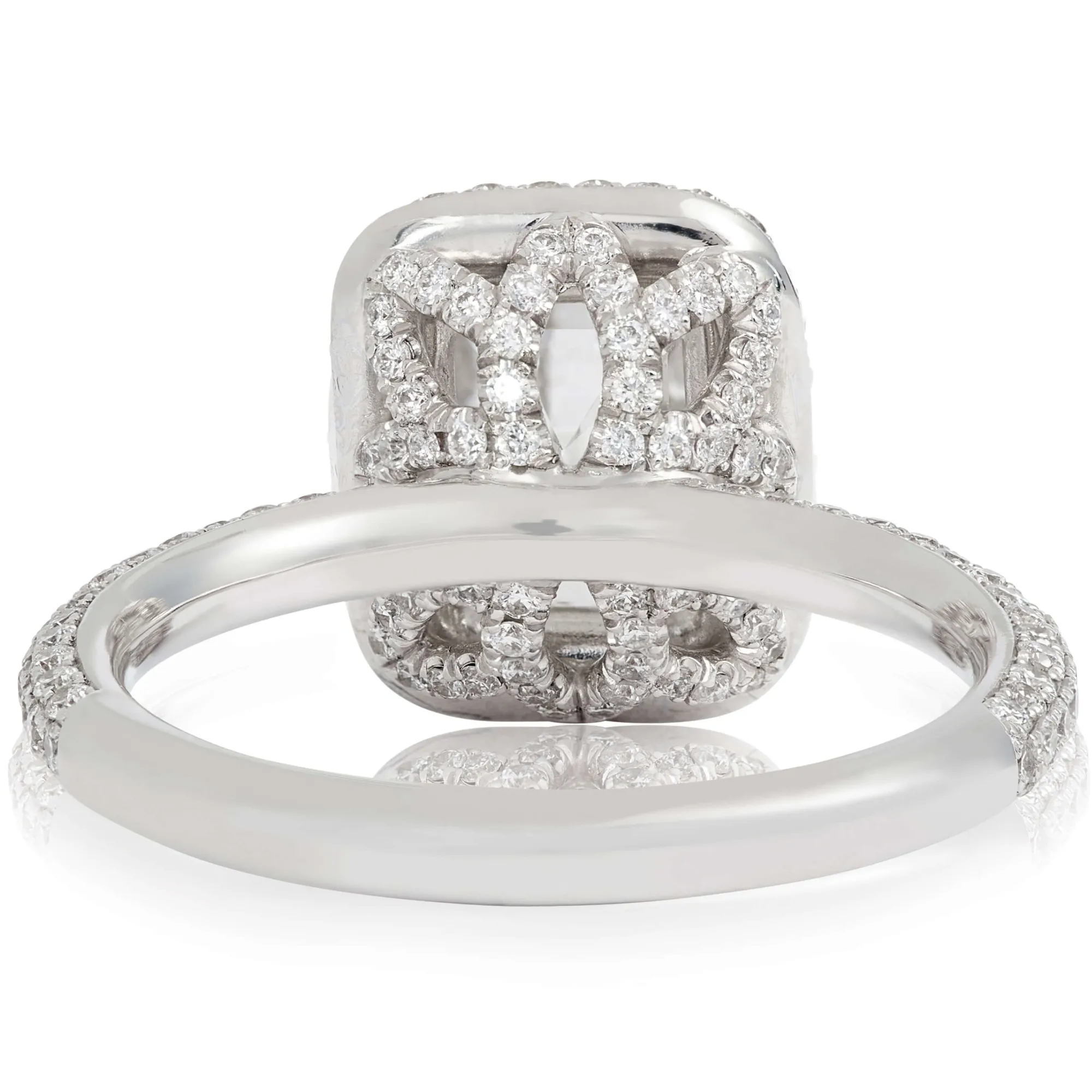 Emerald Cut Diamond Double Halo Engagement Ring 18K New