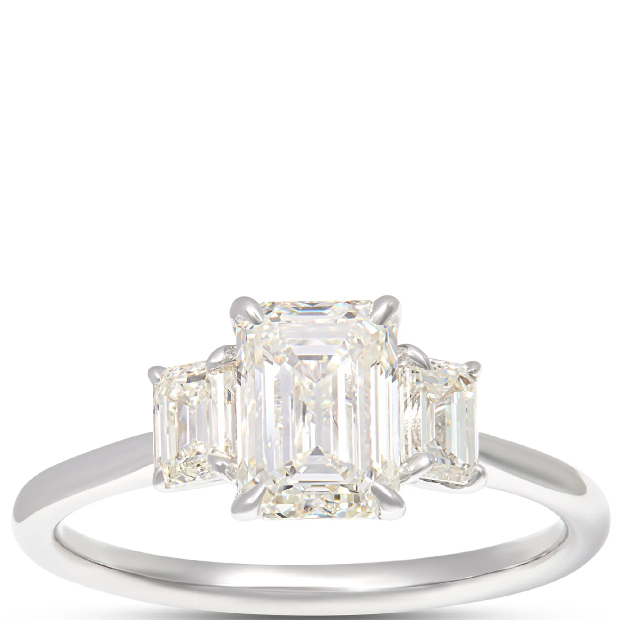 Emerald Cut Diamond Engagement Ring, 2 Carat Total Weight 18K White Gold New