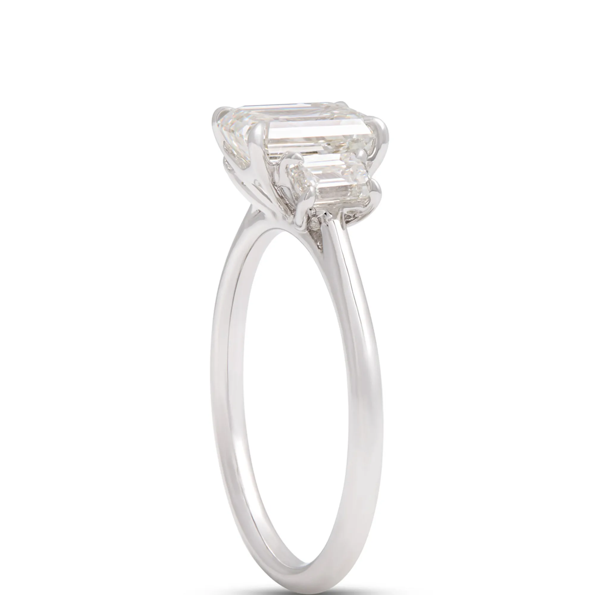 Emerald Cut Diamond Engagement Ring, 2 Carat Total Weight 18K White Gold New