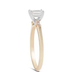 Emerald Cut Diamond Engagement Ring, 14K Yellow Gold New