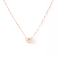 Emerald Cut Diamond Invisible Bezel Pendant, ½ Carat Total Weight, 14K Yellow Gold Best