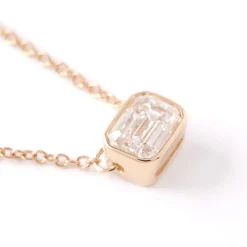Emerald Cut Diamond Invisible Bezel Pendant, ½ Carat Total Weight, 14K Yellow Gold Best