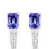Emerald Cut Tanzanite and Round Diamond Earrings, 14K White Gold Online