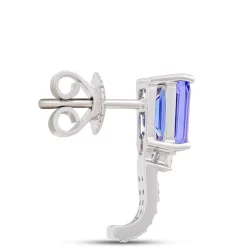 Emerald Cut Tanzanite and Round Diamond Earrings, 14K White Gold Online