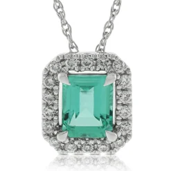 Emerald & Diamond Pendant 14K