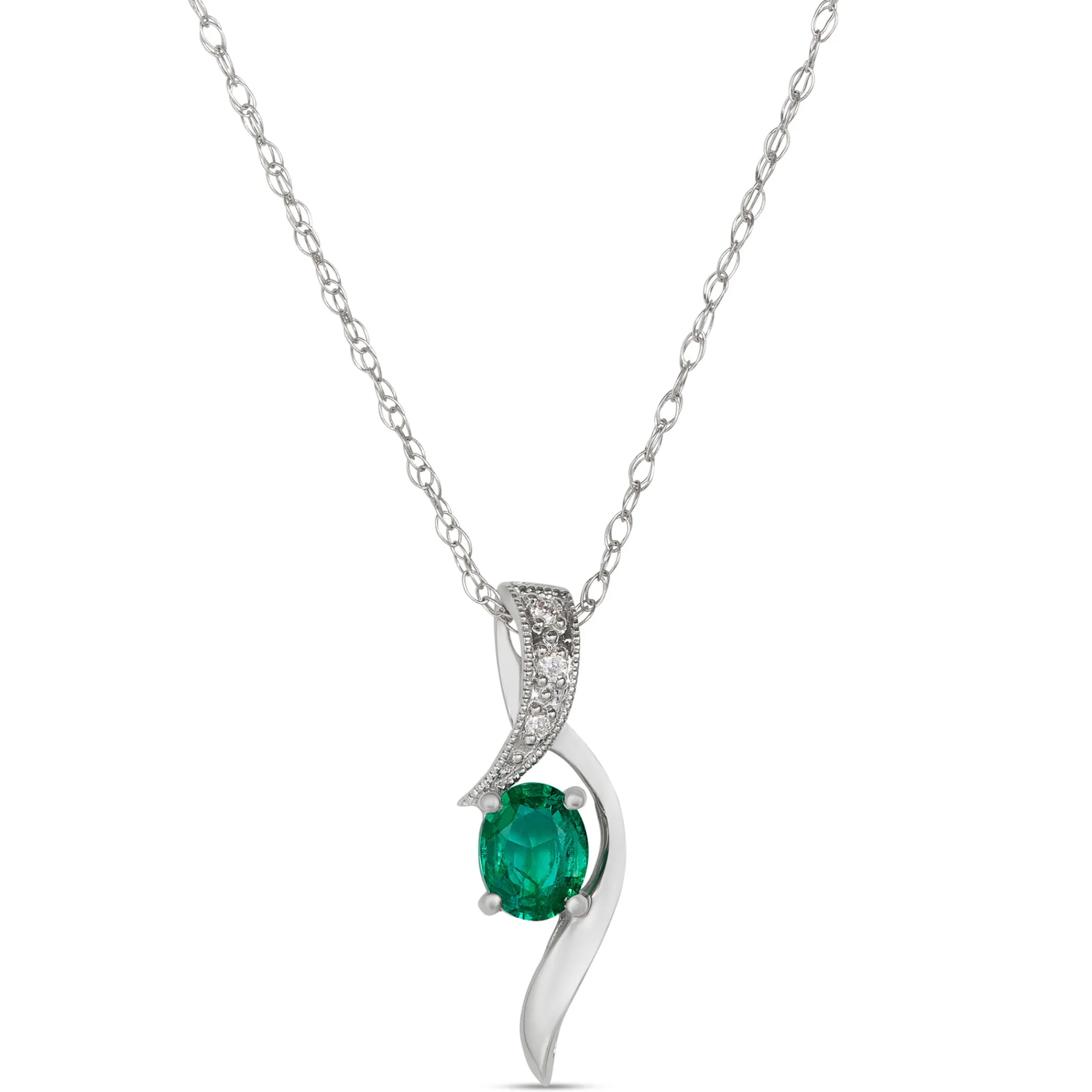 Emerald & Diamond Pendant 14K Hot