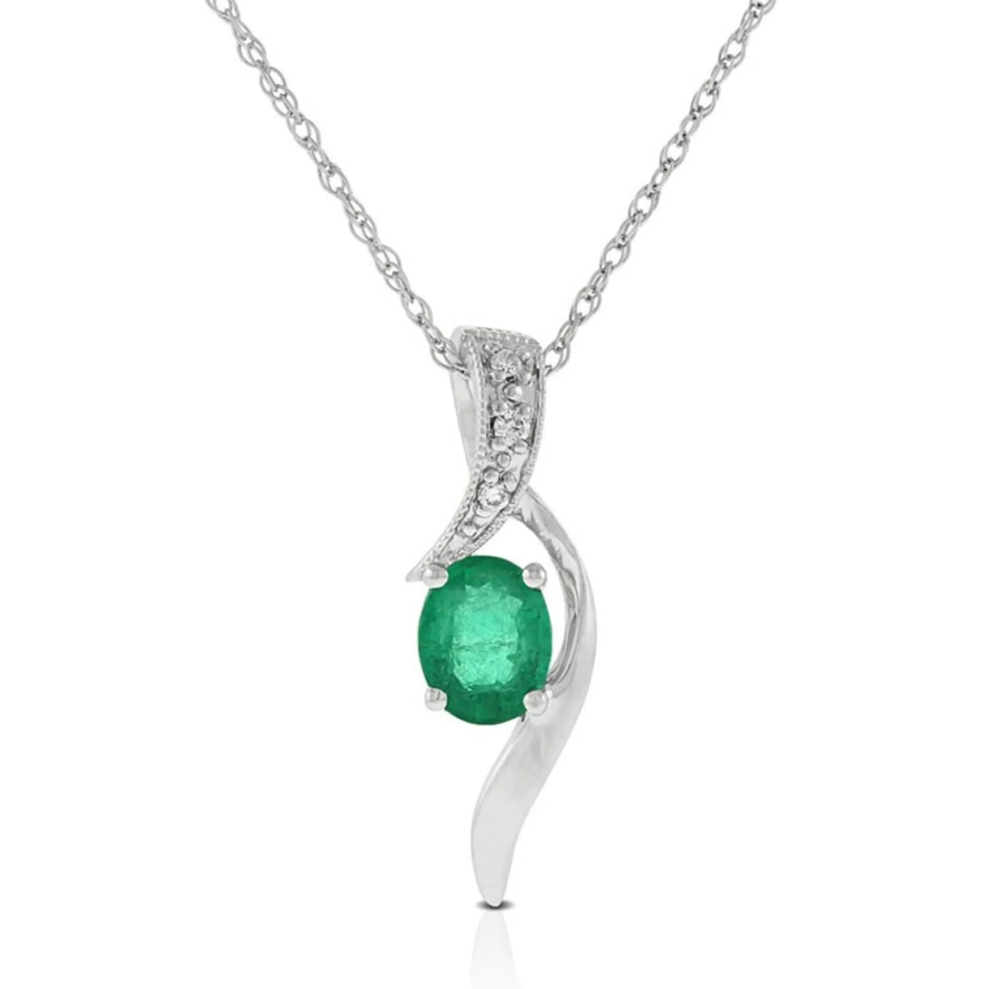 Emerald & Diamond Pendant 14K Hot