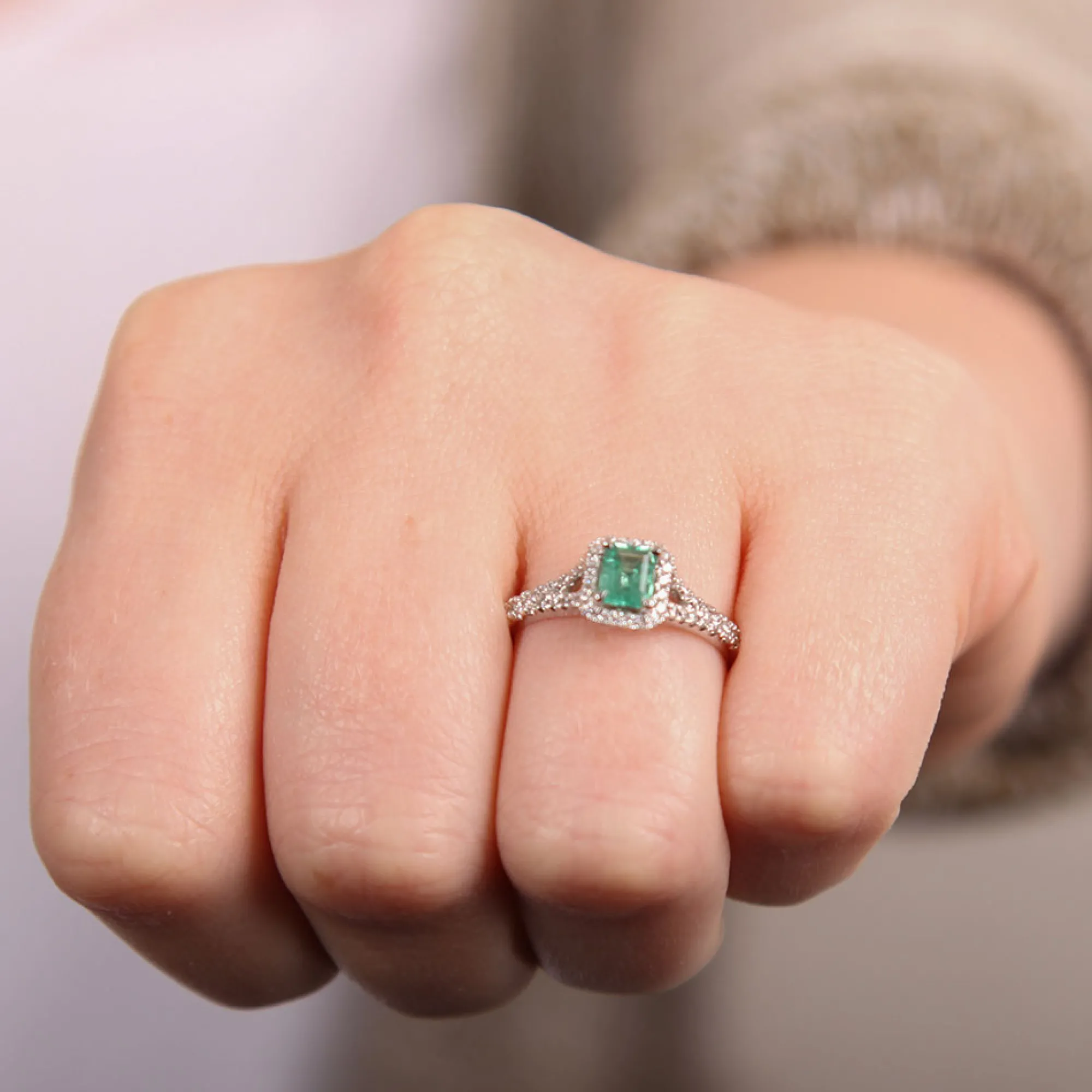 Emerald & Diamond Ring 14K Outlet