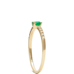 Emerald & Diamond Ring, 14K Yellow Gold Online