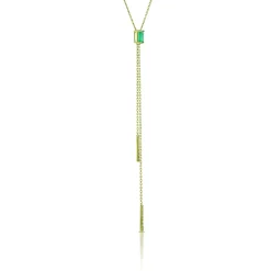 Emerald & Diamond Stationary Lariat Necklace, 14K Yellow Gold Clearance