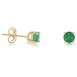 Emerald Stud Earrings, 14K Yellow Gold Outlet