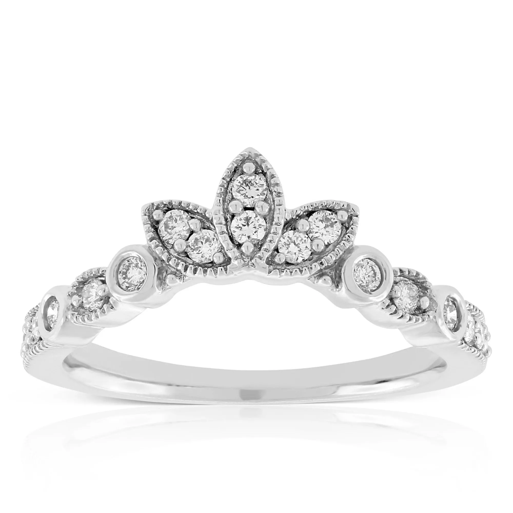 Fancy Crown Contour Diamond Ring 14K Clearance