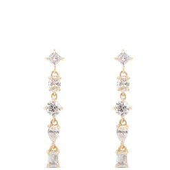 Fancy Shape Diamond Dangle Earrings,1 Carat Total Weight, 14K Yellow Gold Discount