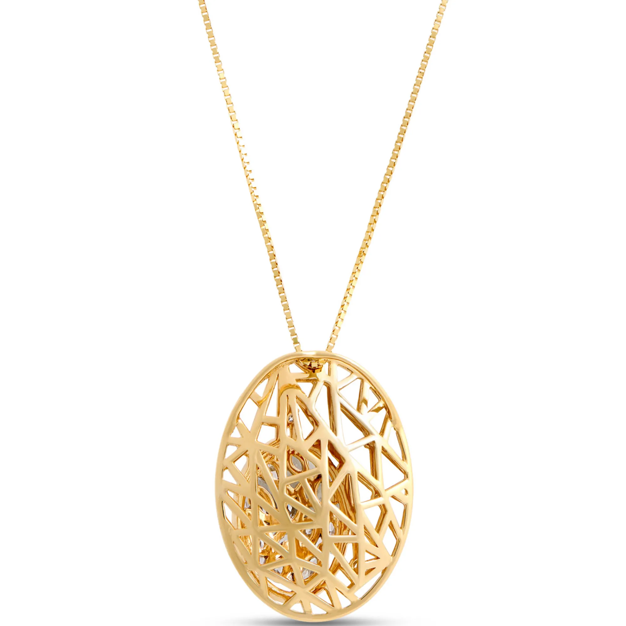 Filigree Pendant Necklace with Diamond Cluster, 1 Carat, 14k Yellow Gold Online