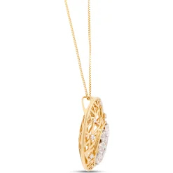 Filigree Pendant Necklace with Diamond Cluster, 1 Carat, 14k Yellow Gold Online