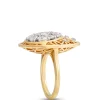 Filigree Ring With Oval Diamond Cluster, 14K Yellow Gold Size 6.5 New