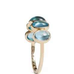 Five Oval Blue Topaz Ring, 14K Yellow Gold Discount
