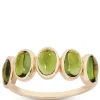 Five Oval Green Tourmaline Ring, 14K Yellow Gold