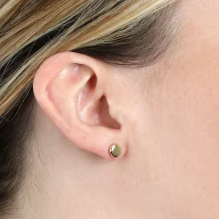 Flat Round Stud Earrings, 14K Yellow Gold Best