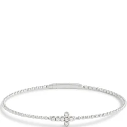 Flexy Cross Bangle Diamond Bracelet, 14K White Gold Online