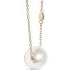Floating Freshwater Cultured Pearl & Diamond Necklace 14K Best