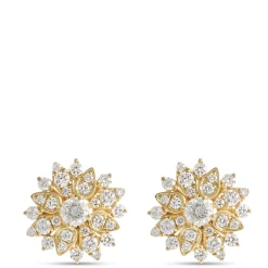 Floral Diamond Studs, 14K Yellow Gold Outlet