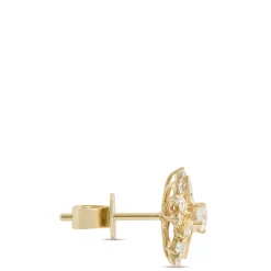 Floral Diamond Studs, 14K Yellow Gold Outlet