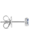 Floral Shape Sapphire and Diamond Single Stud, 14K White Gold Discount