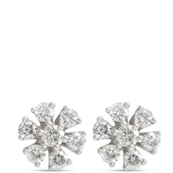 Flower Shaped Cluster Diamond Studs, ½ Total Carat Weight 14K White Gold Best