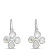 Flower-Shaped Rainbow Moonstone Earrings, Sterling Silver New