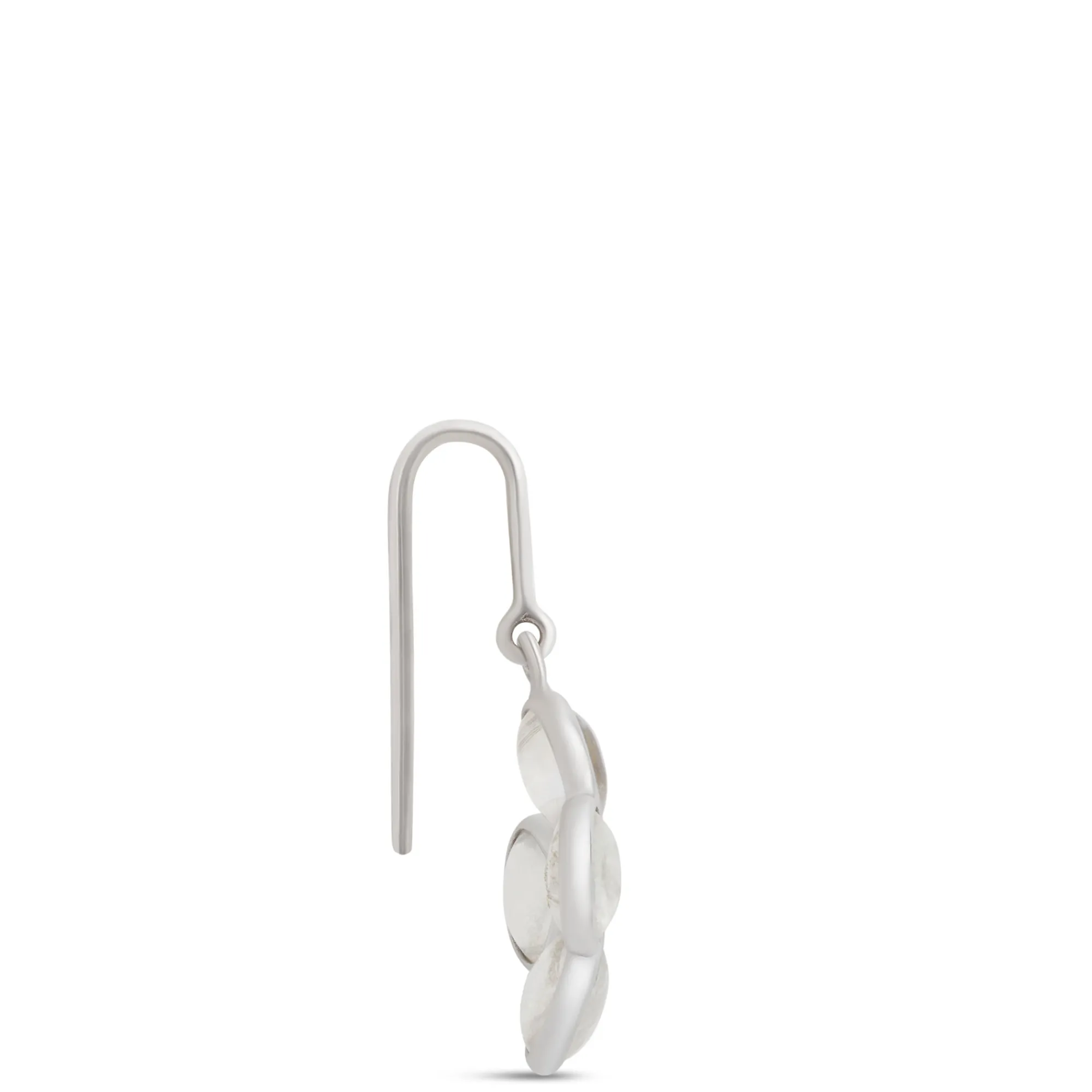 Flower-Shaped Rainbow Moonstone Earrings, Sterling Silver New