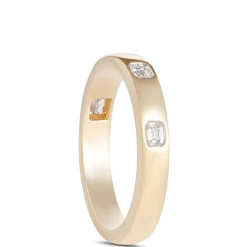 Flush Set Emerald Cut Diamond Ring, 14K Yellow Gold Best