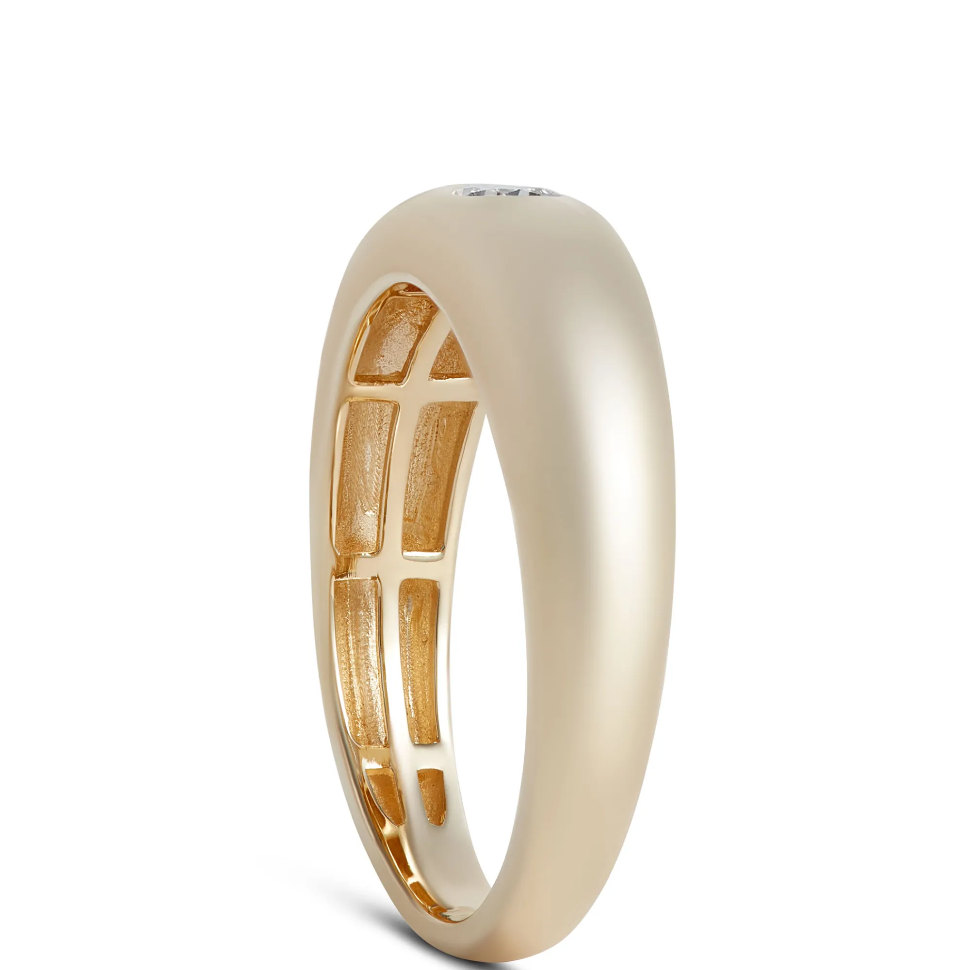 Flush Set Round Diamond Ring, 14K Yellow Gold Online