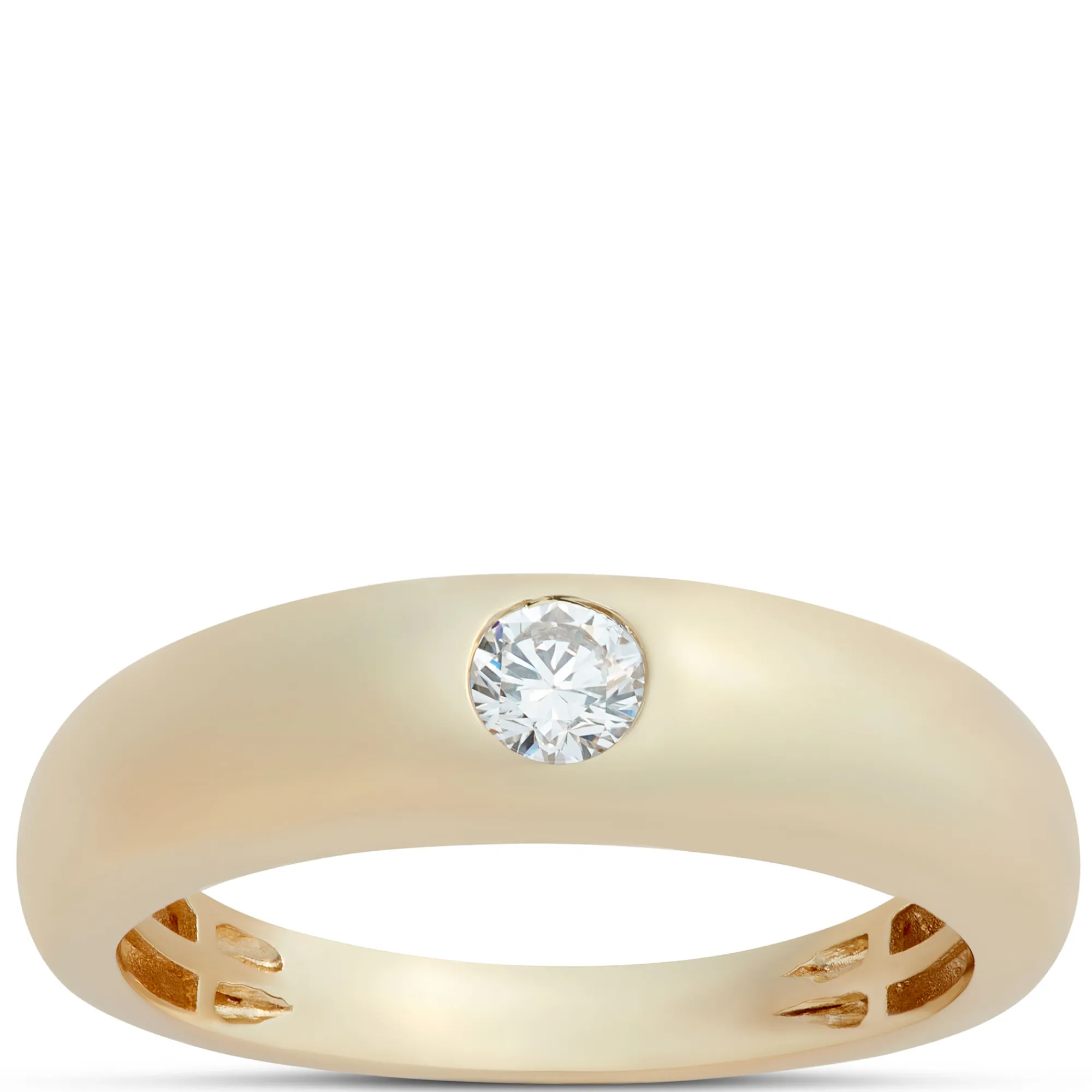 Flush Set Round Diamond Ring, 14K Yellow Gold Online