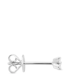 Four Diamond Flower Single Stud Earring, 14K White Gold Hot