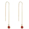 Garnet and White Topaz Threader Earrings, 14K Yellow Gold Best