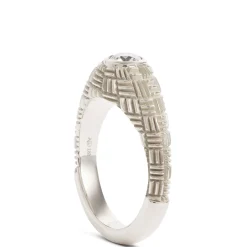 Gents Fluted Shank Diamond Ring, 18K White Gold Sale