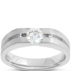 Gents Negative Channel Diamond Ring, 18K White Gold Hot