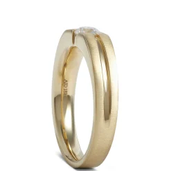 Gents Negative Channel Diamond Ring, 18K Yellow Gold Online