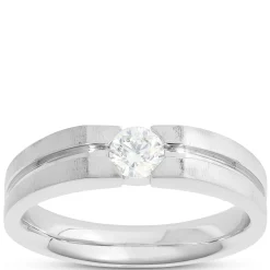Gents Negative Channel Diamond Ring, 18K White Gold Hot
