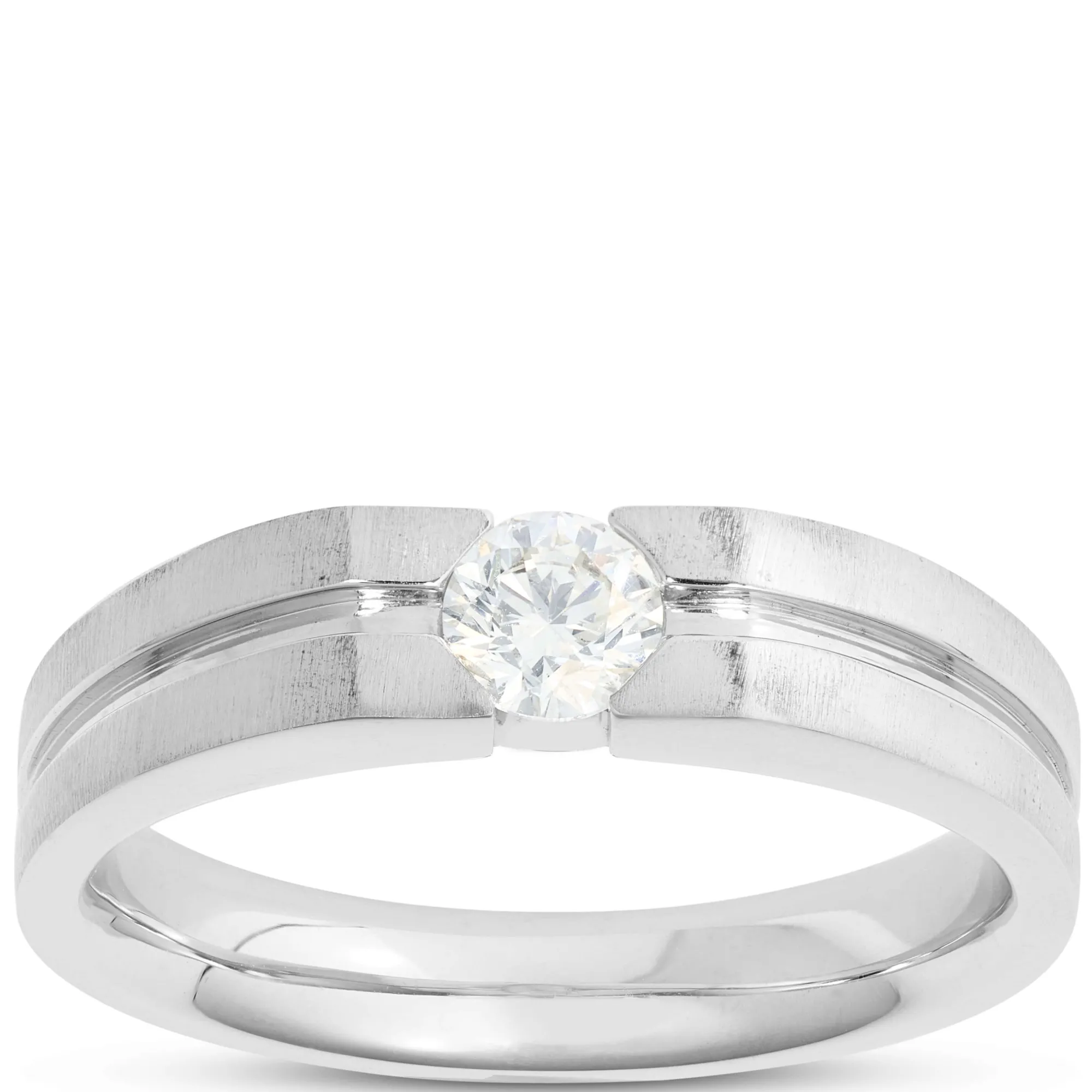 Gents Negative Channel Diamond Ring, 18K White Gold Hot