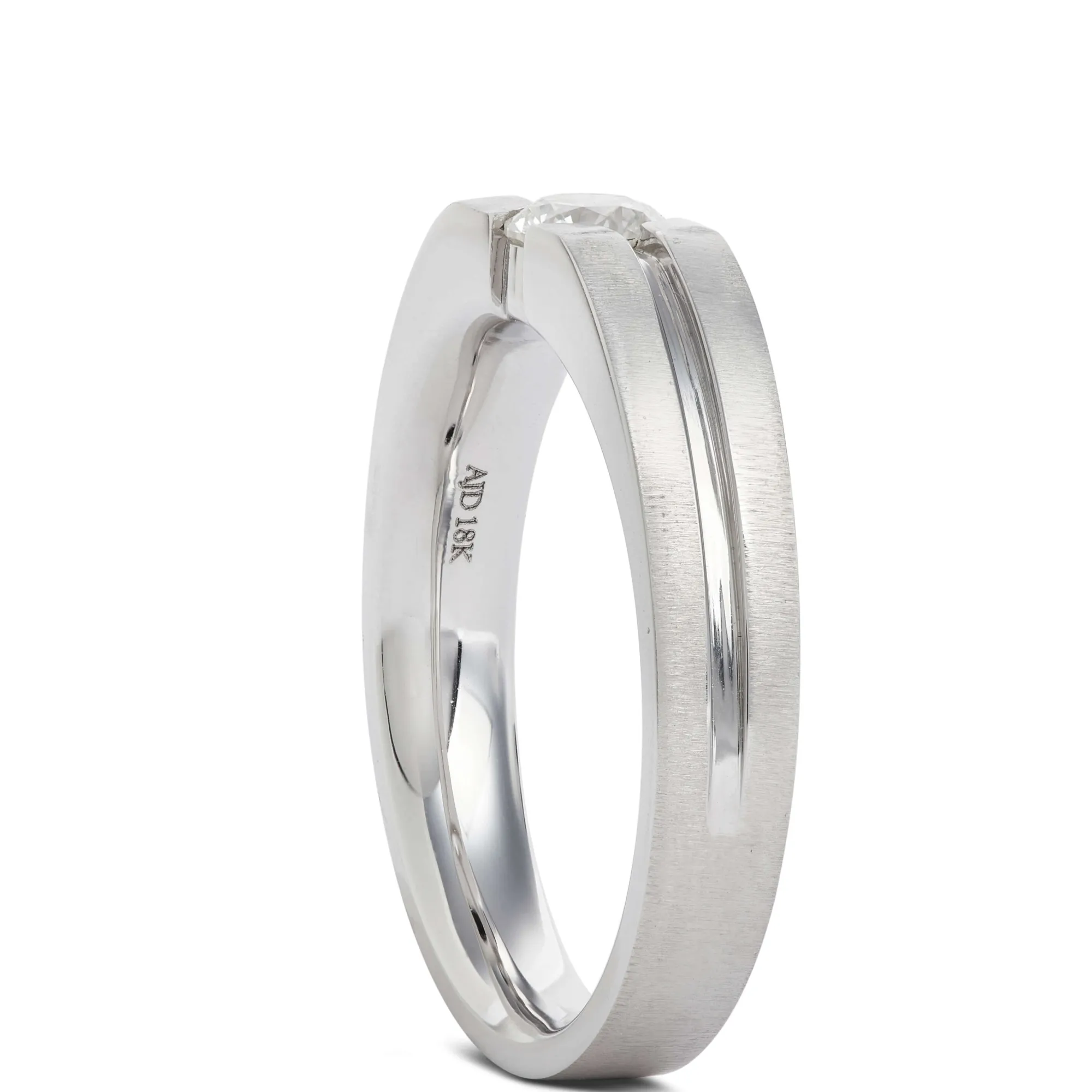 Gents Negative Channel Diamond Ring, 18K White Gold Hot