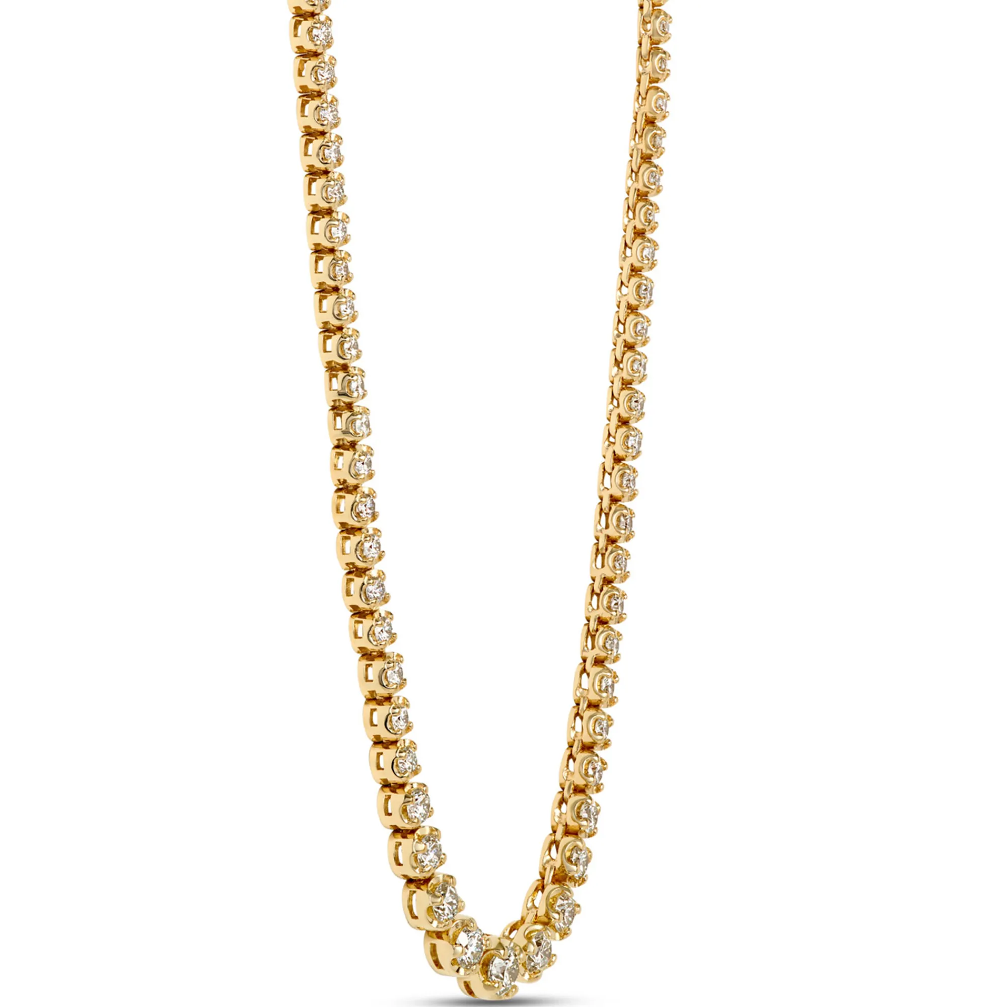 Graduated Round Diamond Necklace, 14K Yellow Gold