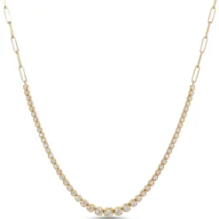 Graduated Round Diamond Necklace, 14K Yellow Gold