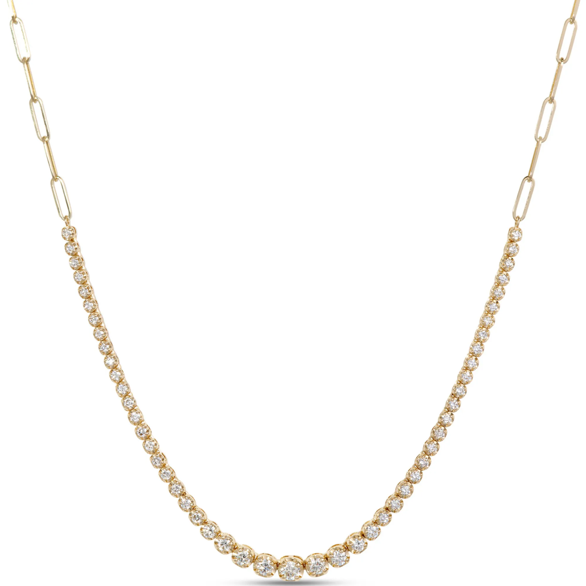 Graduated Round Diamond Necklace, 14K Yellow Gold