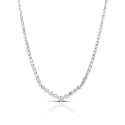 Graduated "V" Riviera Diamond Necklace 14K Discount