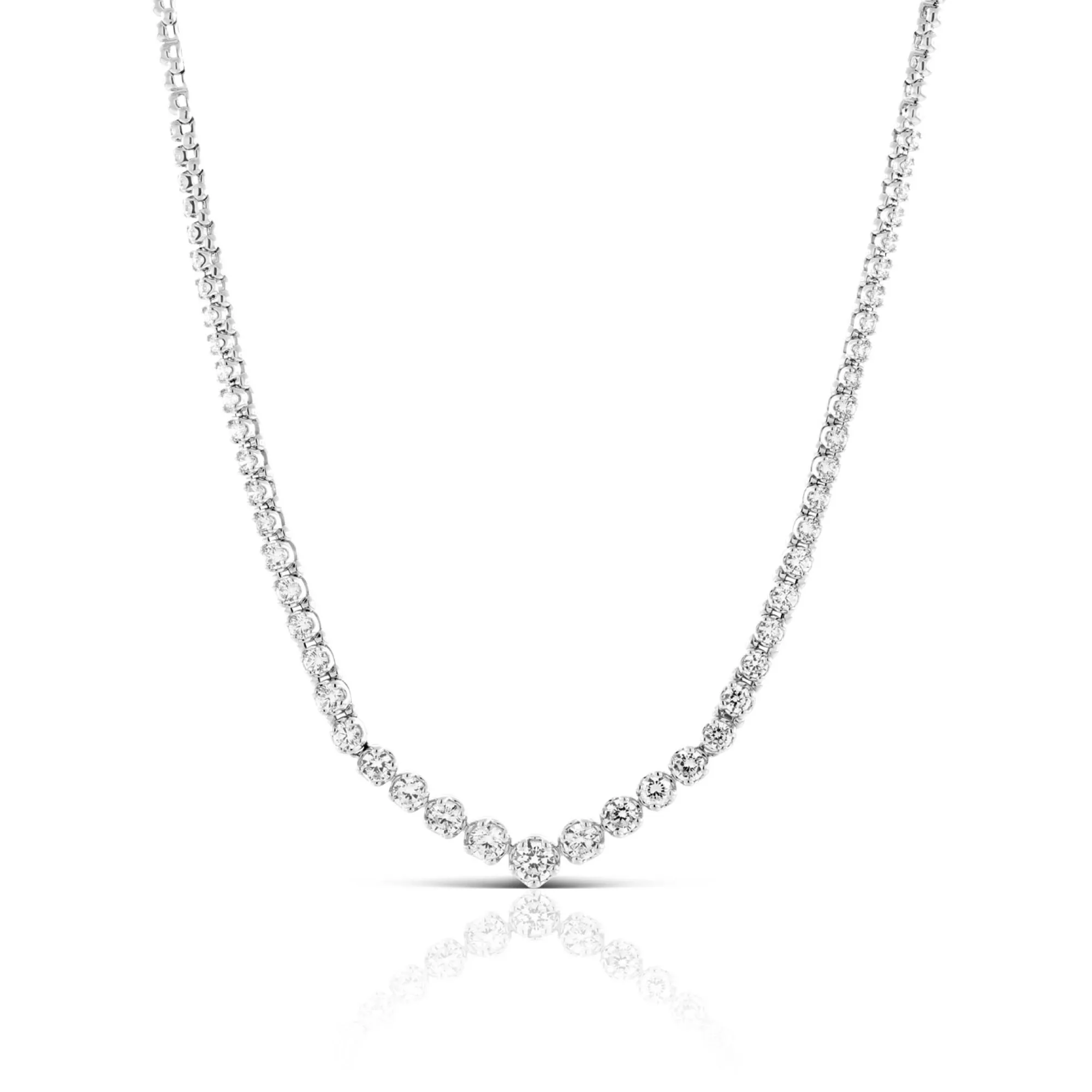 Graduated "V" Riviera Diamond Necklace 14K Discount