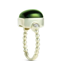 Green Tourmaline and Diamond Ring, 14K Yellow Gold Discount